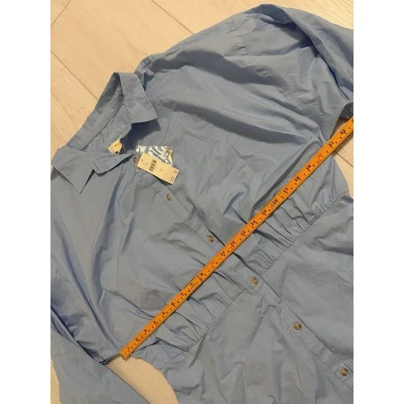 NWT Anthropologie Maeve Poplin Mini Shirt Dress Sz XL Sky Blue Long Sleeve $148 - Picture 14 of 15